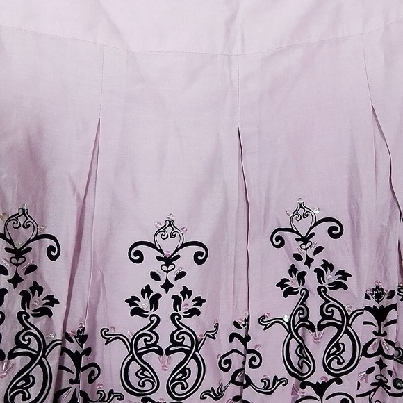 Apt 9 Knee Length Cotton Pleated Skirt Size 6 in Purple w/ Fleur de Lis Print - Picture 9 of 10